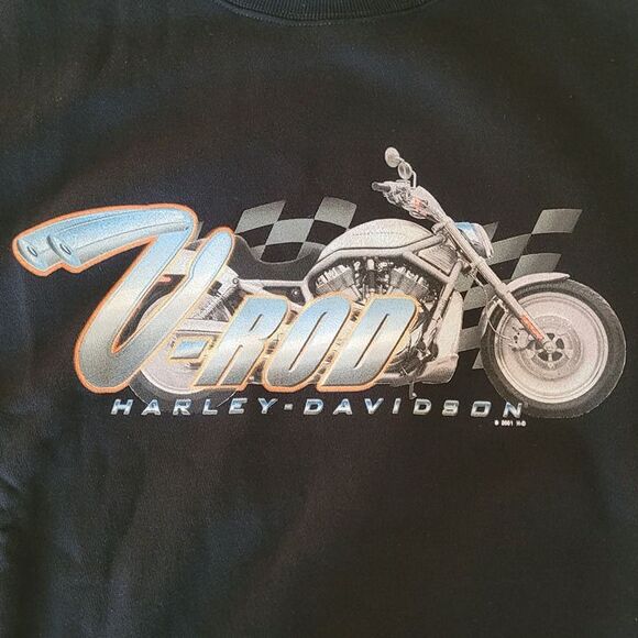 Vintage 2001 Harley-Davidson V-Rod Crewneck Sweatshirt Men’s L Black NWOT - Picture 2 of 12